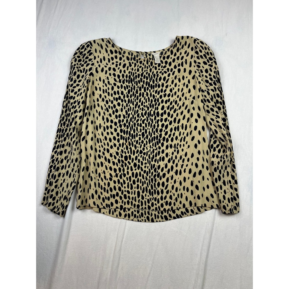 J.‎ Crew Womens Leopard Print Long Sleeve Rayon Blouse Tan Black Size 6